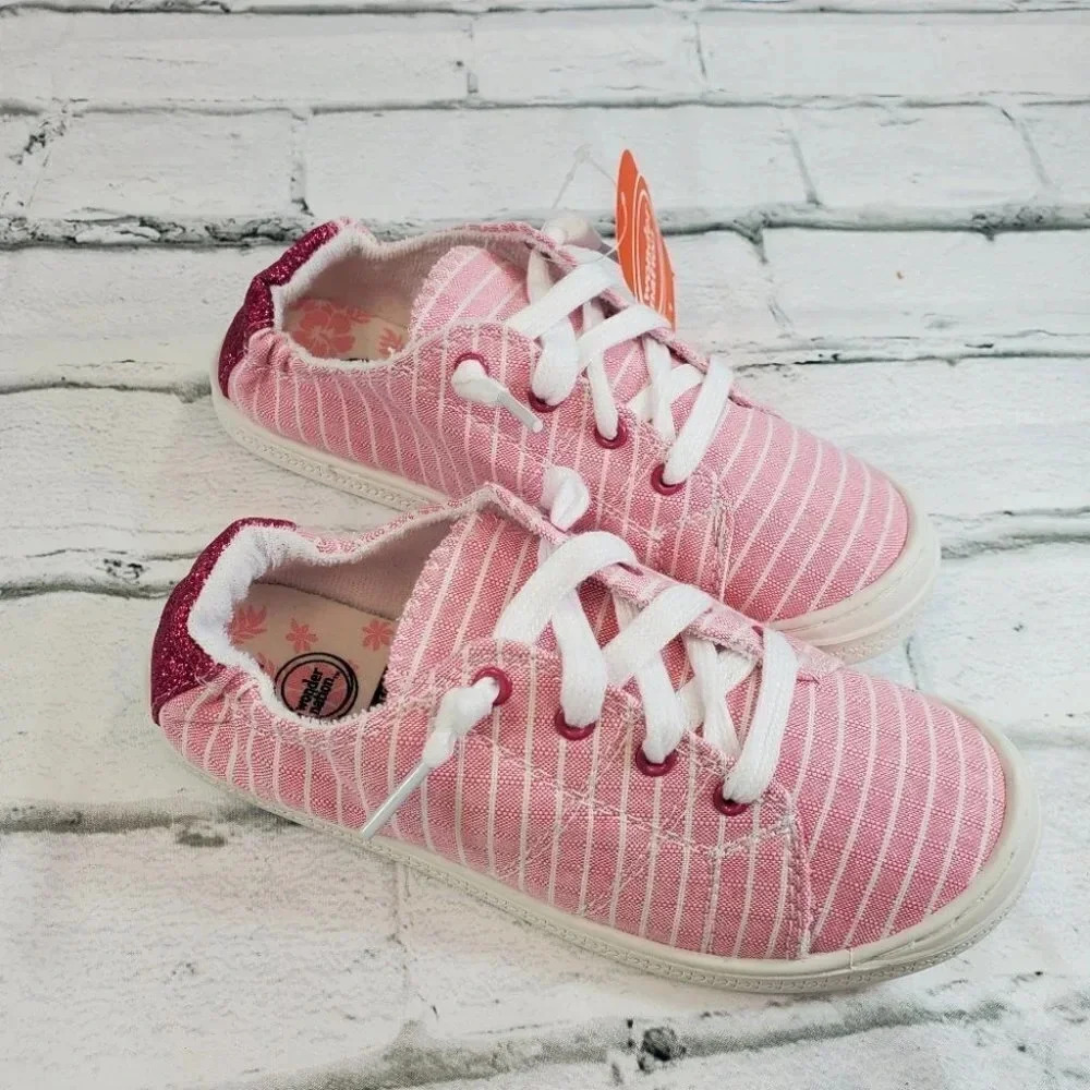 Girl pink stripe with sparkle shoes